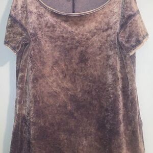 Free People Velvet Short Sleeve Top Amethyst/Grey Size M